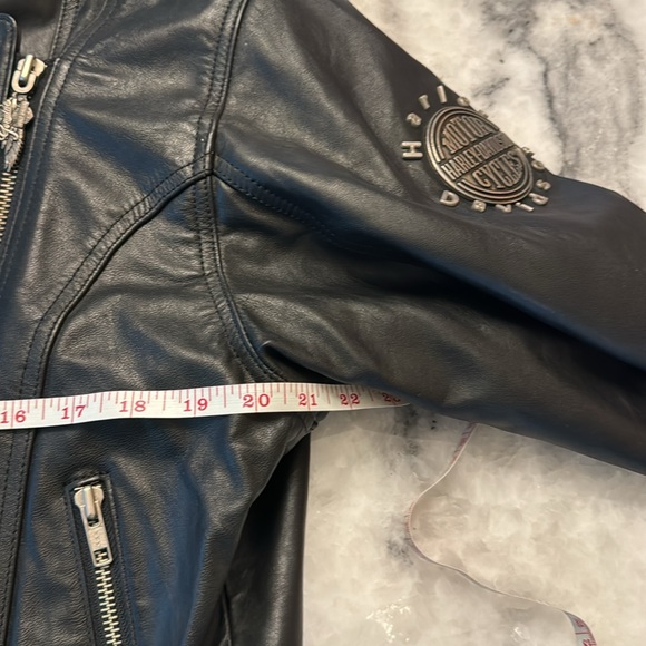 Harley-Davidson leather riding Jacket-padded lower back 2 zipper option closure - Picture 12 of 16